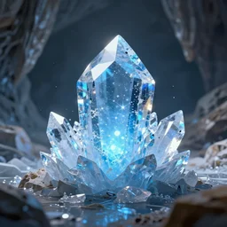 big ice crystal in cave, shallow depth of field, highly detailed, digital painting, trending artstation, concept art, illustration, cinematic lighting, vibrant colors, photorealism, epic, octane render