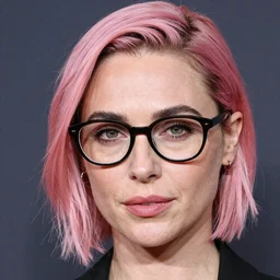 portrait of Gal Gadot cyberpunk pink hairstyle with hipster glasses by Mario Testino, headshot, detailed, award winning, Sony a7R