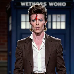 david bowie as dr who, mucha style,