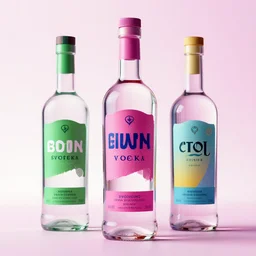 3 d concept of a vodka bottle, vibrant and young brand