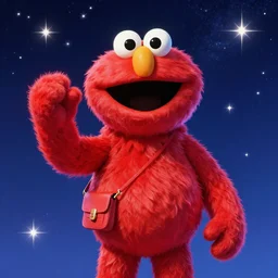 elmo, in the starry night sky, behold channel accessories, star sparkles, sharp focus, d & d, epic retrowave art, masterpiece, trending on artstation, fantasy, digital painting, highly detailed, 8 k realistic, dof, art by artgerm, greg rutkowski, sasoura, satchels, no distorsion