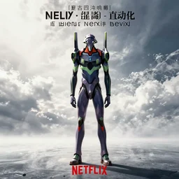 poster for the live action neon genesis evangelion movie being released by netflix