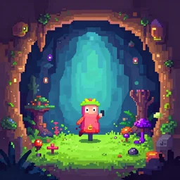 made in abyss magical cave colorful pixel art