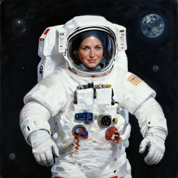 Painting of Cameron Diaz as an astronaut in space