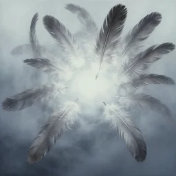 cyber special genba eighy feathers, mist, coherent composition, fantasy painting by artgerm, noriyoshi ohrai, yuumei