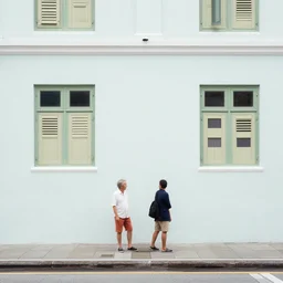 minimalist street photography by wes anderson and by, singapore ( 2 0 1 8 ), cinestill 8 0 0 t, intense shadows, warm hue, golden hour
