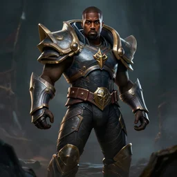 kanye west in a league of legends artwork, dramatic lighting, 4 k