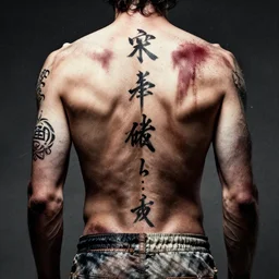 ? < ^ k, rlh : < bi ( _ bsorr # 1 > l *, digital art, concept design, spray paint, kanji tattoos and decals cinematic