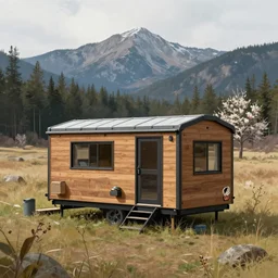 cabela's beautiful comfortable outdoors micro - compact modular hard shell pod house, family dwelling, quick assembly, person in foreground, mountainous forested wilderness open fields, beautiful views, snow storm, painterly concept art, joanna gaines, environmental concept art, farmhouse, magnolia, concept art illustration by ross tran, james gurney, by craig mullins, by greg rutkowski