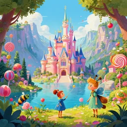 photo of fiord whimsical fairy wonderland vibrant colors candyland wonderland by artgerm and greg rutkowski and magali villeneuv art beeple, by thomas kinkade hearstone league of legends dofus beatrix potter
