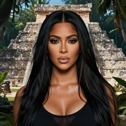 detailed portrait of kim kardashian in mayan pyramid jungle ruins by john frederick lewis