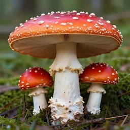 photo of a detailed and accurate realistic representation of a amanita muscaria.