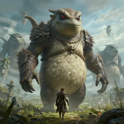 highly detailed elden ring portrait photo of a huge humanoid diglett wandering in a scenic dystopian environment. even bigger massive digletts in the background, hyperrealistic illustration by william didier - pouget