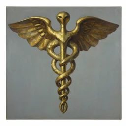 a painting of the rod of asclepius by h. r. giger