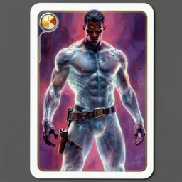elegant hyper realistic intrincated concept art full body portrait painting, trading card game art, of a translucent muscular dark gritty lobo, vivid color scheme, scary atmospheric lighting, in the style of cristian sauret