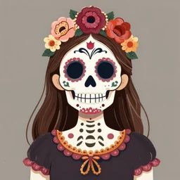 Illustration of a sugar skull day of the dead girl, art by johfra bosschart