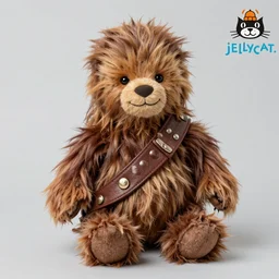 teddy bear as chewbacca wearing chewbacca bandolier, stuffed toy, product photo, jellycat, dslr, studio lighting, annie leibovitz