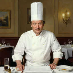 mads mikkelsen as hannibal lecter as a chef in a fancy restaurant, painting by norman rockwell, highly detailed