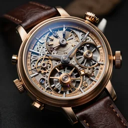 a steampunk!!! tourbillon watch, extremely detailed, highly intricate, studio lighting