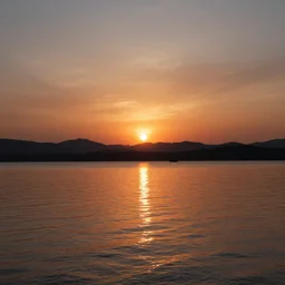 photograph of lake at sunset