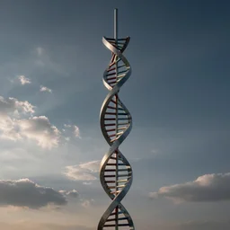 Sky scraper in the shape of a double-helix DNA strand.