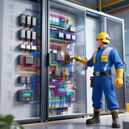 highly detailed, datacenter construction electrical schematic, one line drawing, concept art, character art, studio lightning, bright colors, intricate, masterpiece, photorealistic, hyperrealistic, sharp focus, high contrast, artstation hq, deviantart trending, 4 k uhd, unreal engine 5