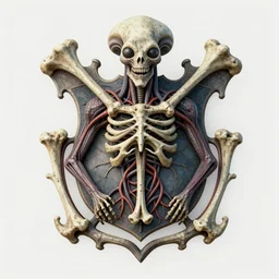3d render of a xenomorphic old coat of arms with bones, nerves and veins