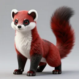 photorealistic male body weasel furred redblack fursona tail