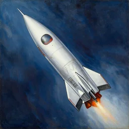 a _ painting _ of _ a _ scifi _ rocket _ by _ peter _ ilsted