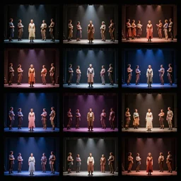a stylegan digital image trained on thousands of theater photos from famous stage productions, deep emotional, highly dramatic acting, excellent theatrical makeup, above the fold in the arts section, photorealistic, award winning