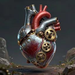 machine heart, anatomically correct, cogwheels, mechanical, photorealistic, high detail, steampunk - style by esao andrews, artstation, illustration