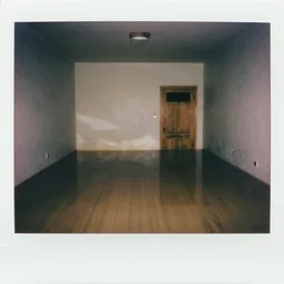 flooded room in a house from the 8 0 s, unsettling, liminal space, liminal, old polaroid, expired film,