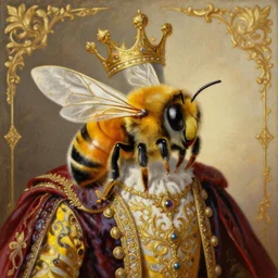 the royal king's bee by greg hildebrant lisa frank fancy rococo baroque regal beene oil painting high quality award winning clothed in fancy garb
