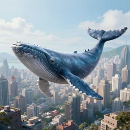 a city inside a whale, realistic, highly detailed, octane render