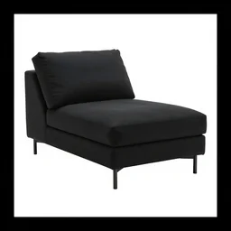 matte black chaise lounge, 8k product photo, isolated on a pure white background, centered, entire object in frame, sharp focus, soft studio lighting
