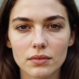 a closeup of a woman's face, natural look, minor blemishes, extremely detailed, outdoor lighting, by arnold newman, by mark mann,
