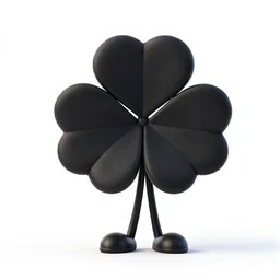 black four leaf clover, stylized pixar-style 3d render, full body, isolated on a pure white background, centered, entire subject in frame, sharp focus, soft studio lighting
