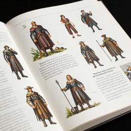 zoomed - in page scan of fantasy characters encyclopedia, diagrams, insanely detailed, informative texts and graphs, illustration with detailed text on a side, digital painting concept art artstation behance style