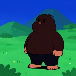 night chubby cartoon concept art, grass mountain landscape, from sam and max, black blue green
