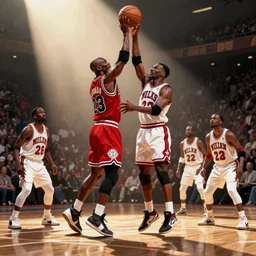 micheal jordan playing basketball against milkmen and plumbers