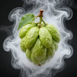 a hop fruit surrounded by white smoke by rob gonsalves. masterpiece. hq. centered. in - frame