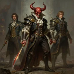 a painting concept art victorian man from hell by piotr jablonski, anato finnstark, greg rutkowski, character design, trending on artstation, highly detailed, photorealisitc, ambient lighting, 4 k, unreal engine, league of legends wallpapers