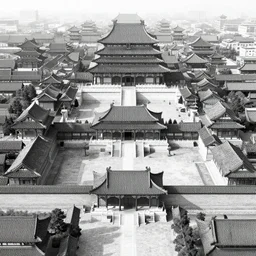 the black and white palace buildings in the wei, jin and northern and southern dynasties in ancient china, the hard and strong buildings, the neat and dense buildings, the cool colors, the bird's - eye view, the panorama, central axis symmetry, cg original.