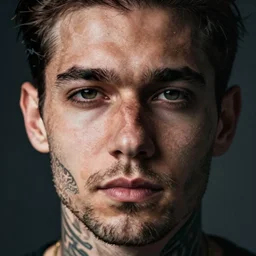 close up face male portrait of a tattoo artist