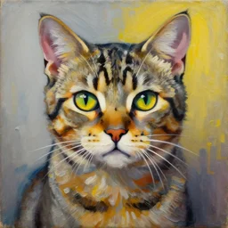 an original artwork cat by jean michel basquiat realistic oil painting trending on artstation