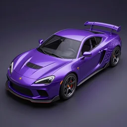 a purple sports car shaped like a trilobite, ribs, scales, plates, octane engine, hd