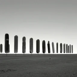 row of stelae floating above the horizon, zdzislaw beksinski