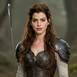anne hathaway portrait as a dnd character fantasy art.