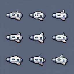 pixel art of space ship animation sequence