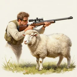 texel sheep shooting sniper rifle, elegant intricate digital painting artstation concept art by mark brooks and brad kunkle detailed